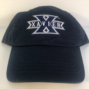 Xavier Musketeers Plain Logo Strapback Adjustable Hat Cap Navy Blue NWOT